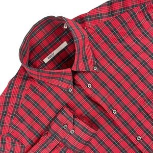 Venti Shirt Mens L Red Plaid Button Up Long Sleeve Cotton Casual Lightweight EUC